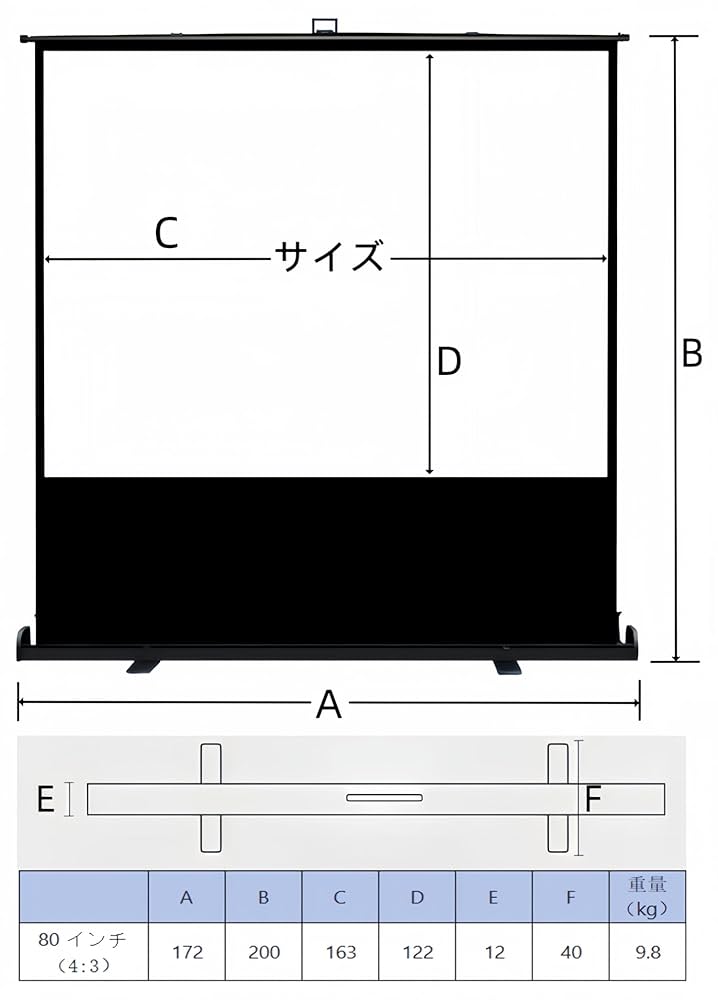 Amazon | プロジェクタースクリーン 80インチ 4:3 自立式 床置き